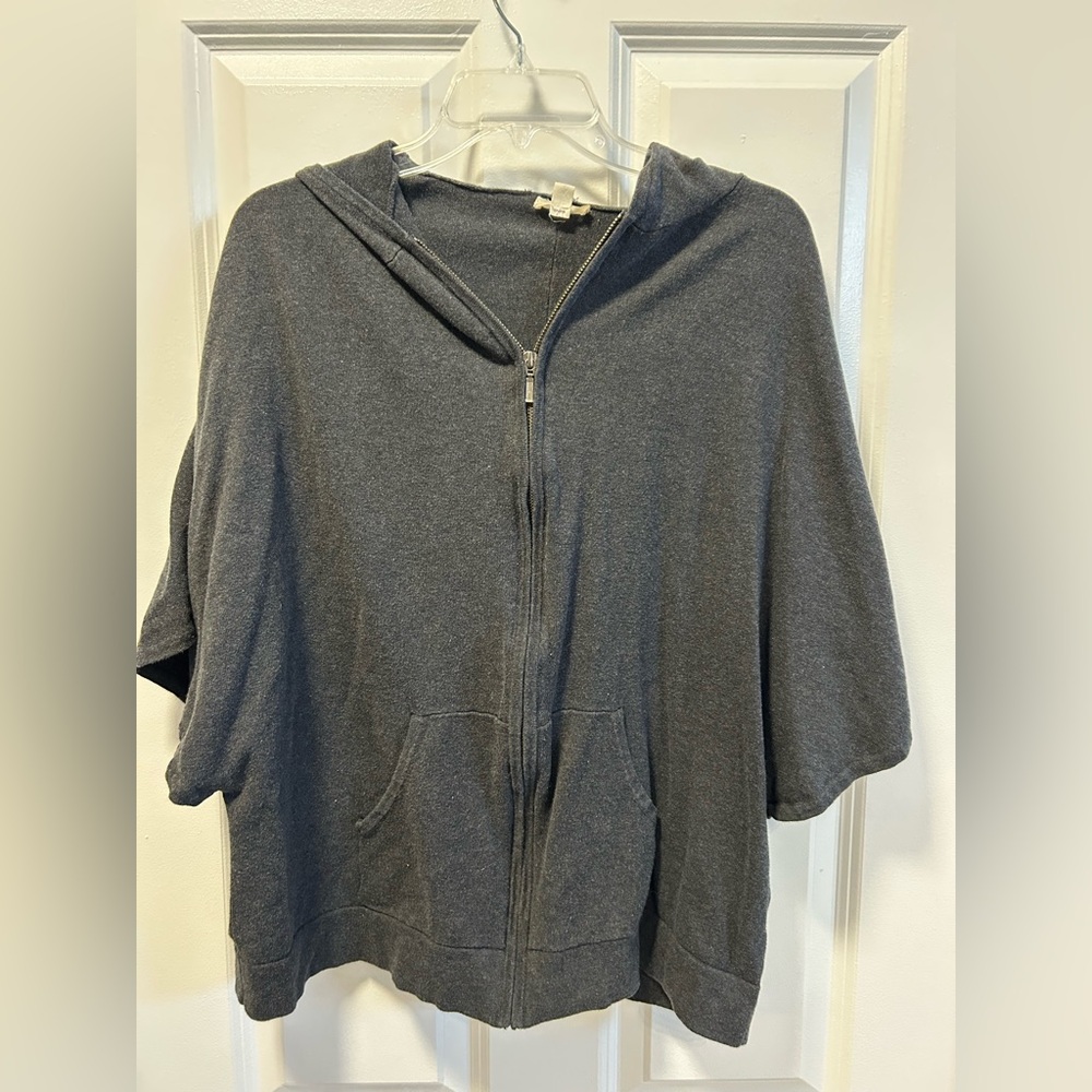 Caslon, charcoal, gray poncho, short sleeve sweater cardigan